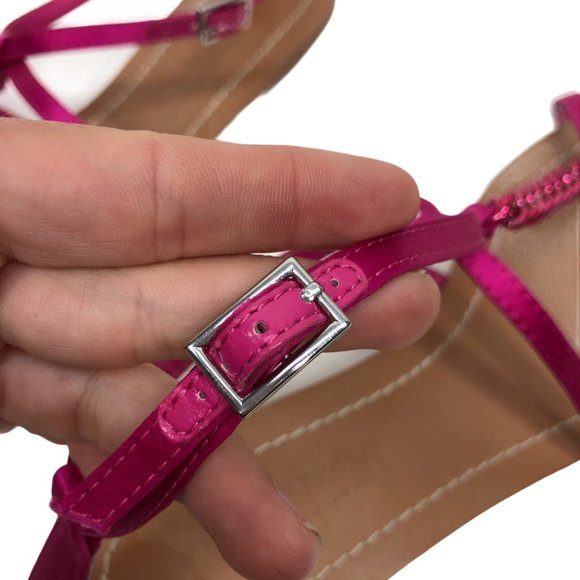 Colin Stuart Pink Metal Chain Sandals Sz 8.5B - Picture 6 of 13